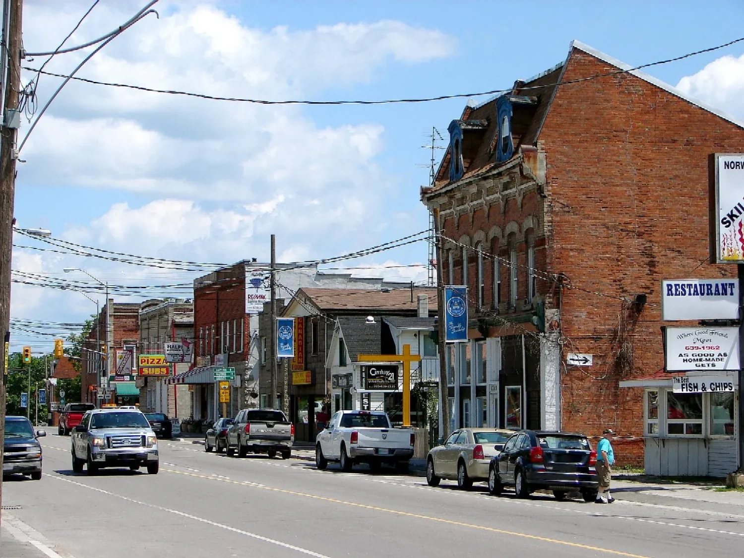 Historic main street with brick storefronts in downtown Norwood ON – Renossance