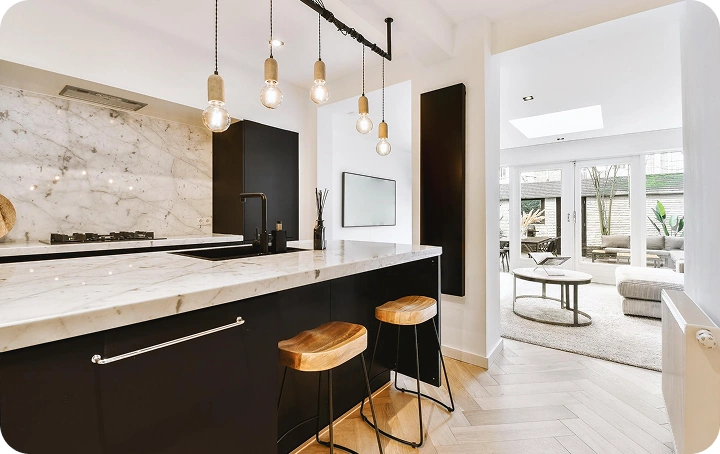 Kitchen renovation with modern cabinets and countertops