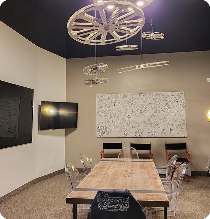 Modern lighting feature highlights basement renovations Campbellford by Renossance.