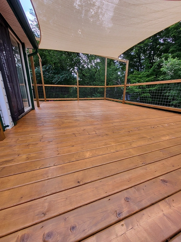 Newly finished deck with canopy – Deck Repair and Deck Installation Havelock, ON