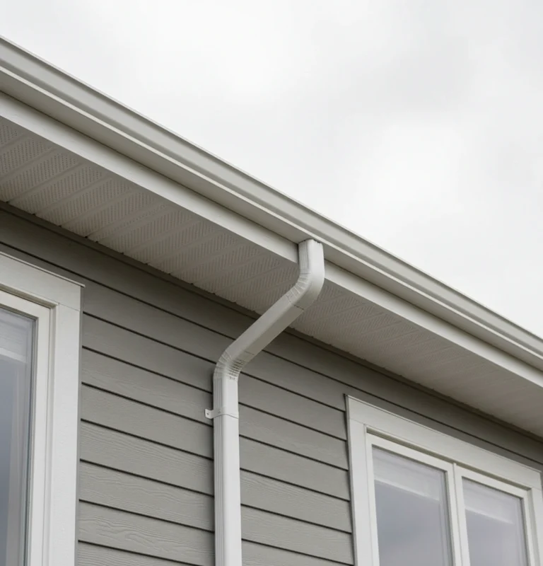 Seamless eavestrough and downspout installation in Havelock, ON by Renossance