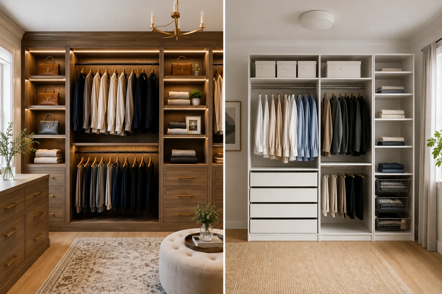 Custom closet system vs IKEA PAX comparison — built-in wood shelving and drawers by Renossance in Trent Hills